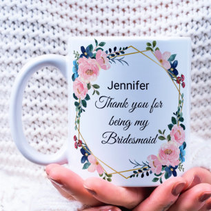 Mug bridesmaid merci mariage de couronne botanique