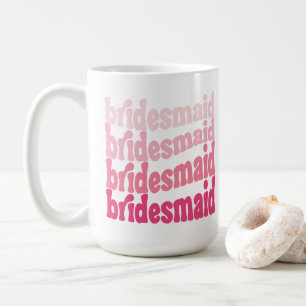 Mug Bridesmaid mignon rose rétro, personnalisée avec l