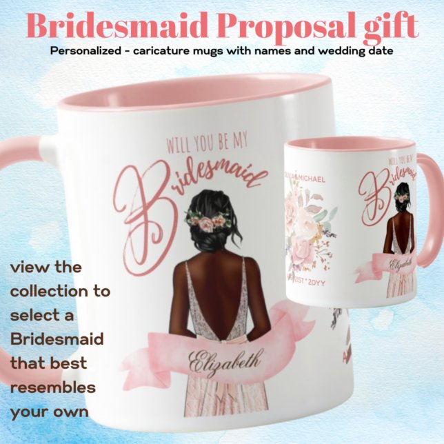 Mug BRIDESMAID PROPOSITION CADEAU NOIR Caricature (Créateur téléchargé)