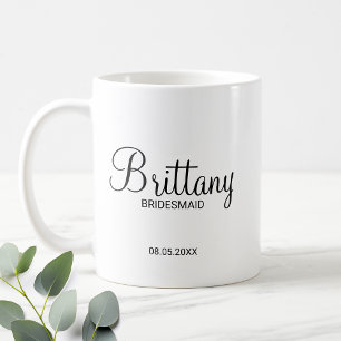 Mug Bridesmaitres personnalisées en noir et blanc mode