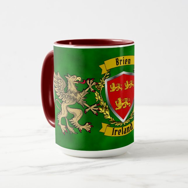 Mug Brien/Bryan Irish Shield & Griffins Personnalisé (Devant gauche)