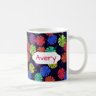 Mug Bright fougères sur marine bleu conception personn