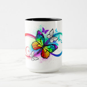 Mug Bright infinity with rainbow butterfly