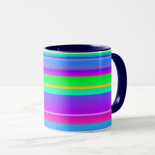 Mug Bright multicolore créatif rayé (Devant droit)