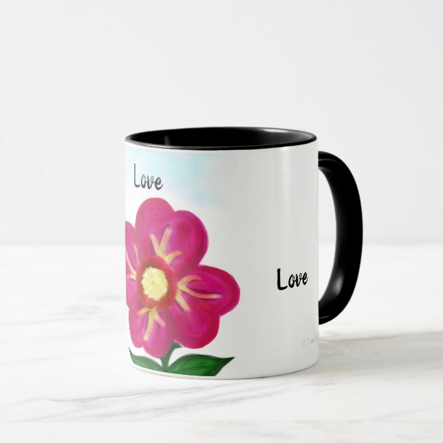 Mug Bright rose Floral Love Typographie (Devant droit)