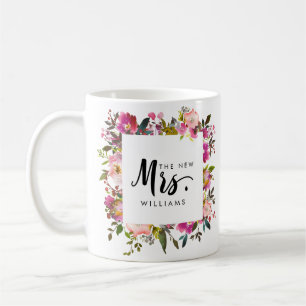 Mug Brillant Fleur MARIAGE LE NOUVEAU MRS Typographi