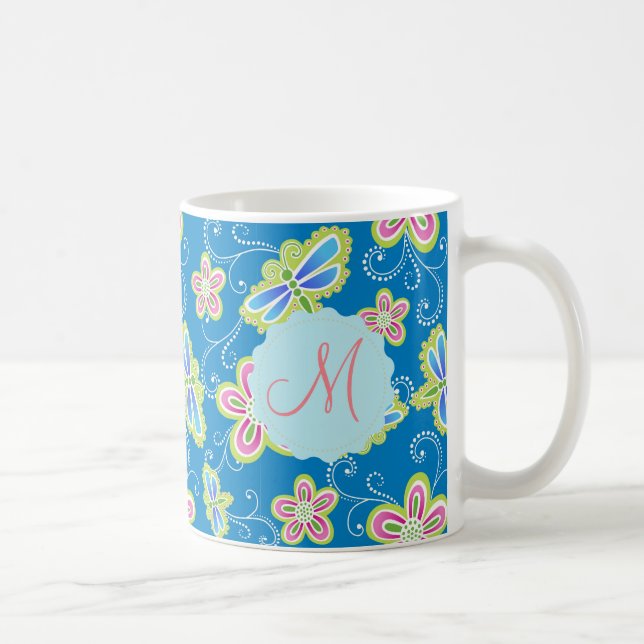 Mug Brillant fleurit, des libellules et des remous sur (Droite)