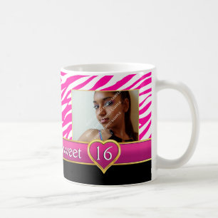 Mug Brillant rose zèbre imprimé glam Sweet sixteen ann