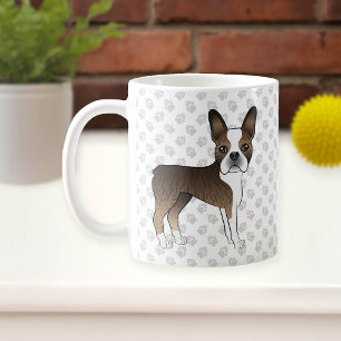 Mug Brindle Boston Terrier Cute Cartoon Chig & Paws
