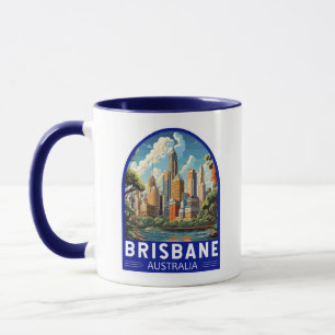 Mug Brisbane Australie Travel Art Vintage