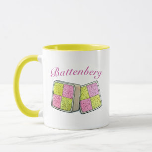 Mug British Battenberg Marzipan Sponge Cake UK Food