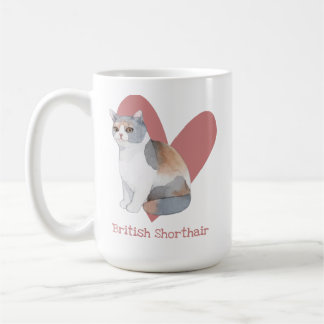 Mug British Shorthair Chat Aquarelle Kitty Coeur rose