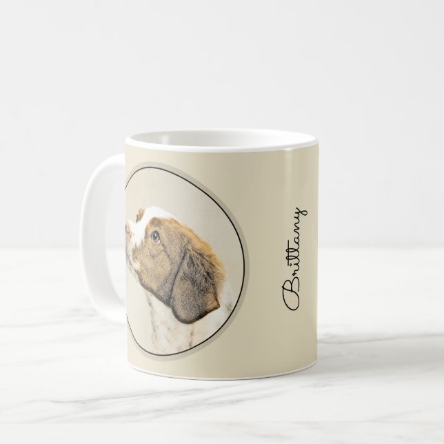 Mug Brittany Peinture - Cute Original Chien Art (Devant gauche)
