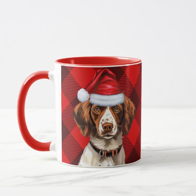 Mug Brittany Spaniel Chien Red Buffalo Plaint Noël (Gauche)