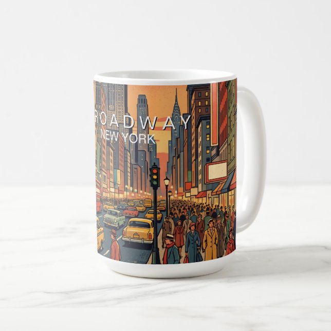 Mug Broadway New York Voyage Art Vintage (Devant droit)