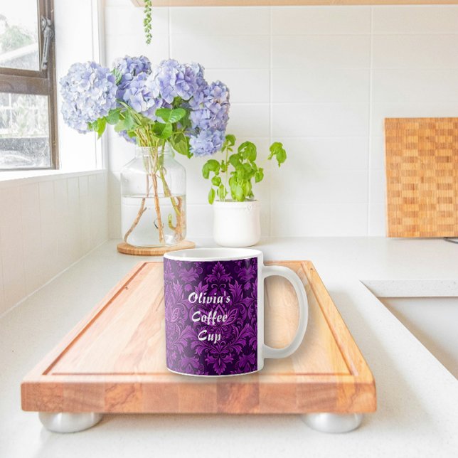 Mug Brocade violet foncé (multi-Motif) (Créateur téléchargé)