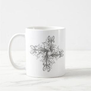 Mug Broche Quatrefoil à Filigrane d'Argent et Perle