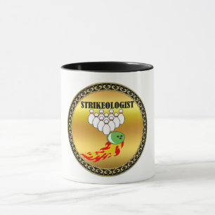 Mug Broches de quilles et boule avec le mot STRIKEOLOG