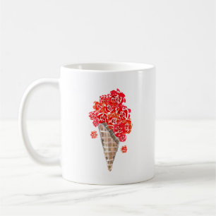 Mug Brochure de cône de crème glacée Roses rouges