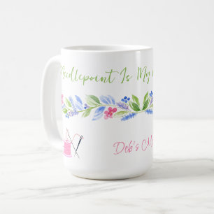 Mug Broderie au Point de Floral Aquarelle Endroit Heur