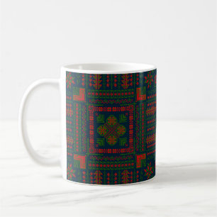 Mug Broderie palestinienne Tatreez rouge vert 5 Motif