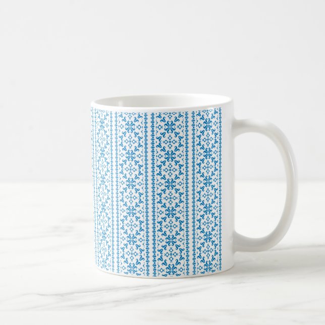 Mug Broderie ukrainienne bleu Vyshyvanka (Droite)