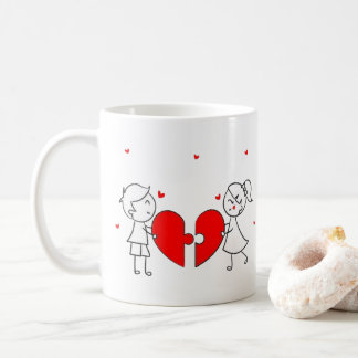 Mug Broken Heart Couple Sad Love Cartoon Valentine