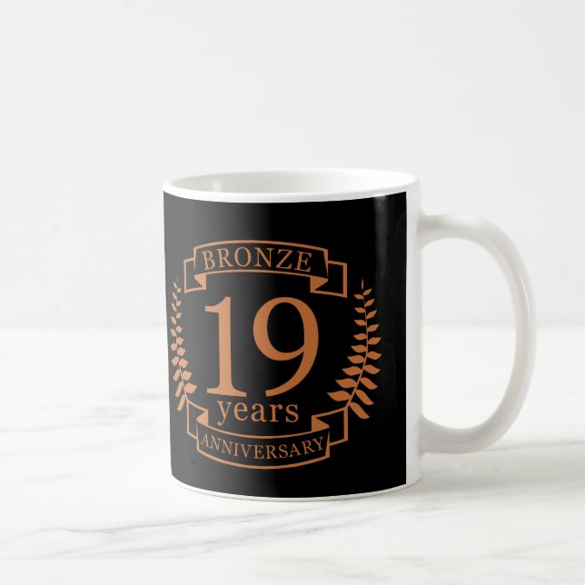Mug Bronze anniversaire traditionnel mariage 19 ans (Droite)