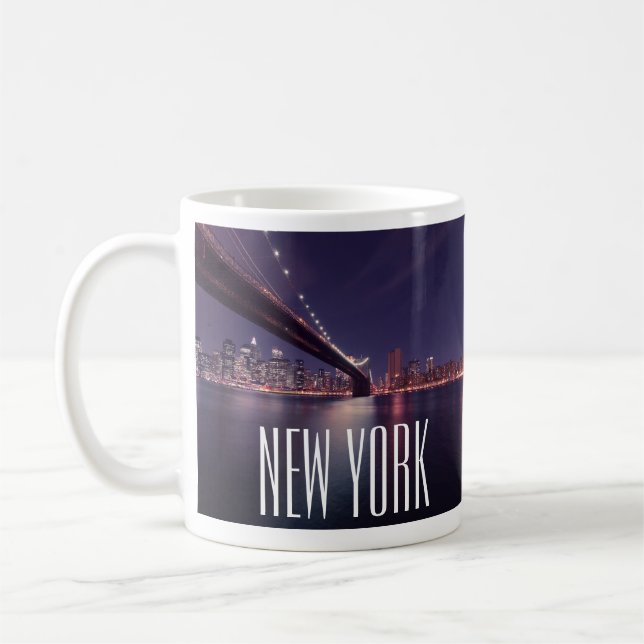 Mug Brooklyn Bridge, Manhattan Night Lights, New York (Gauche)