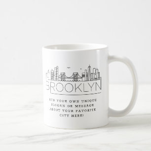 Mug Brooklyn Stylisé Skyline   Slogan personnalisé
