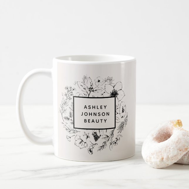 Mug Brosse botanique moderne et marque noire (Avec donut)