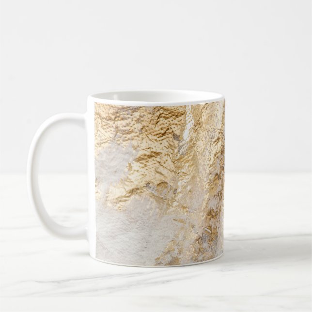 Mug Brosse d'or blanc à texture peinte. (Gauche)