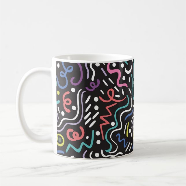 Mug Brosse tirée à la main. Motif Abstrait, zigzags, l (Gauche)