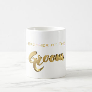 Mug Brother of the Groom Elégante Typographie Or Texte