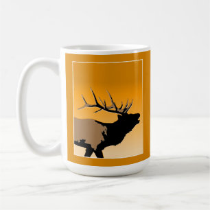 Mug Brouillonnant Bull Elk au coucher du soleil Art or