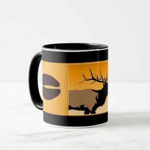Mug Brouillonnant Bull Elk au coucher du soleil Art or
