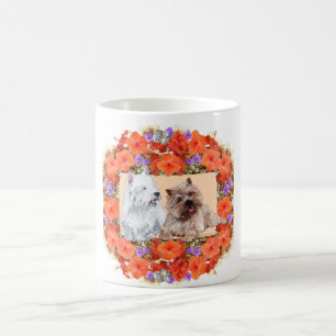 Mug Brown Cairn et Westie Terriers en Floral