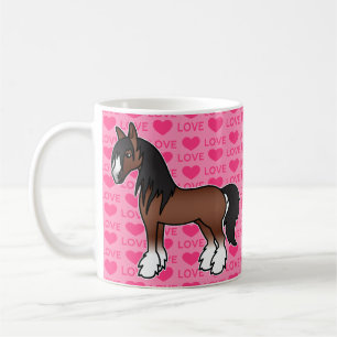 Mug Brown Cartoon Gypsy Vanner Shire Clydesdale Love