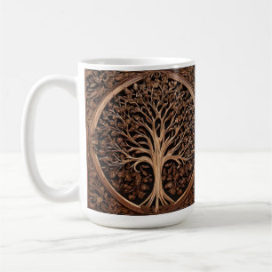 Mug Brown Carved Australian Waratah Tree Print,