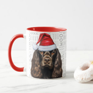 Mug Brown Cocker Spaniel Chien Père Noël Woof Christma