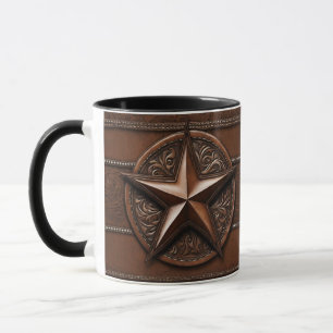 Mug Brown Cowboy Rustique Western Country Texas Star