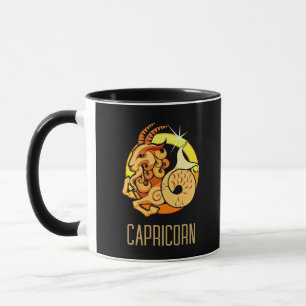 Mug Brown et or Capricorne signe zodiac noir