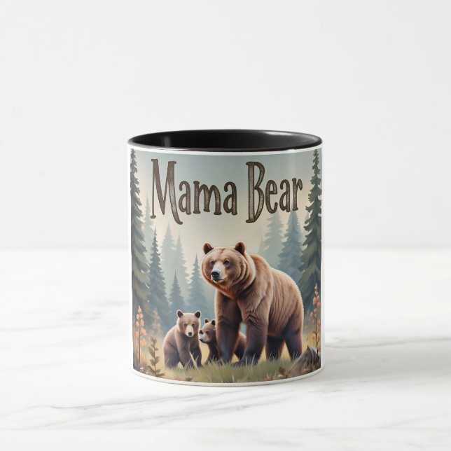 Mug Brown Mama Bear Cubs Forêt Fête des mères (Centre)