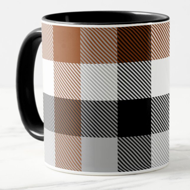 Mug Brown noir blanc Twill En vichy design (Créateur téléchargé)