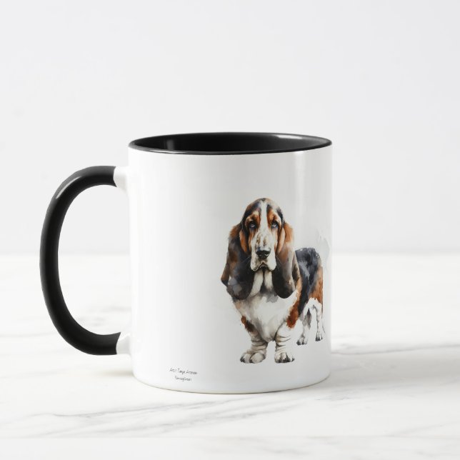 Mug Browns modernes / Black Basset Hound Personnaliser (Gauche)