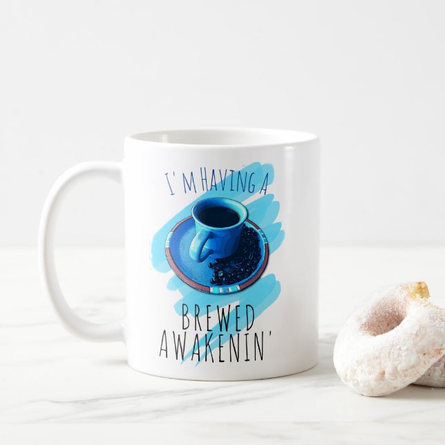 Mug Broyage Éveil Café Coupe Saucer Haricots Design (Avec donut)