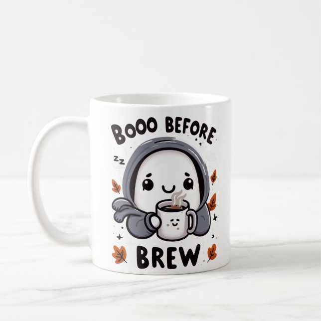 Mug Brrr avant la préparation de café fantôme drôle Ha (Gauche)