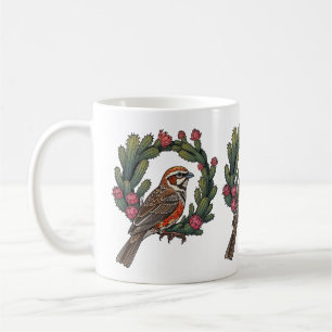 Mug Bruant à tête noire du Colorado entouré de cactus 