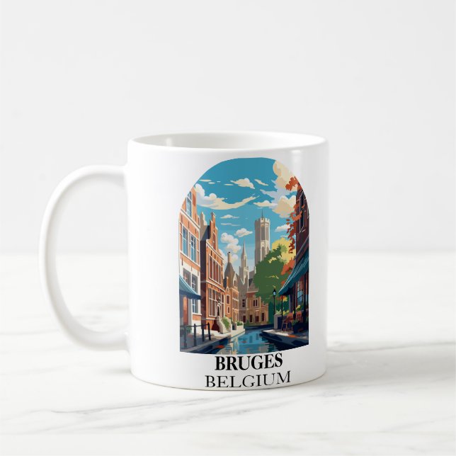 Mug Bruges Belgique Illustration de voyage (Gauche)
