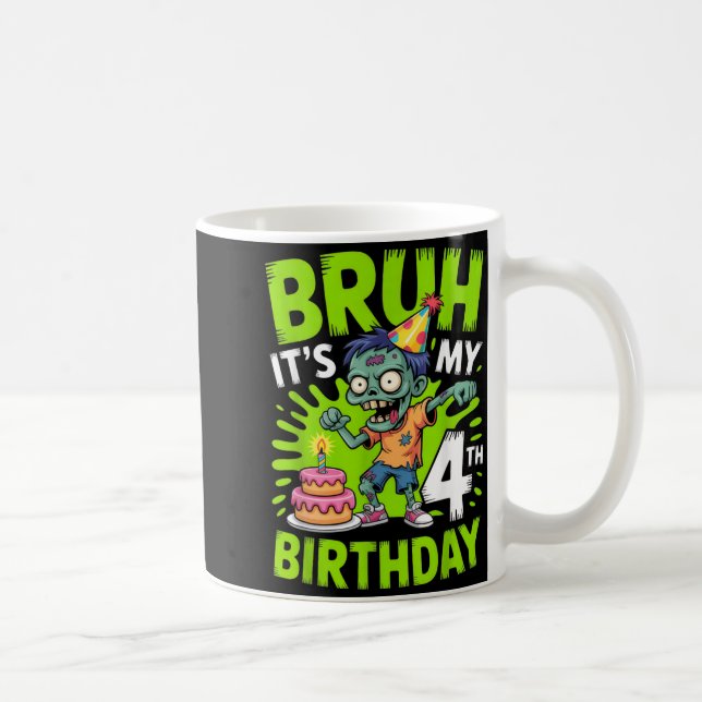 Mug Bruh 4e Anniversaire Fête Enfants Zombie Halloween (Droite)